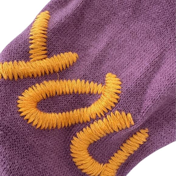 Y2K Euro Wool Blend Sweater Dress S/M Artsy Embroidered Graphic Patch Grunge - Picture 9 of 11